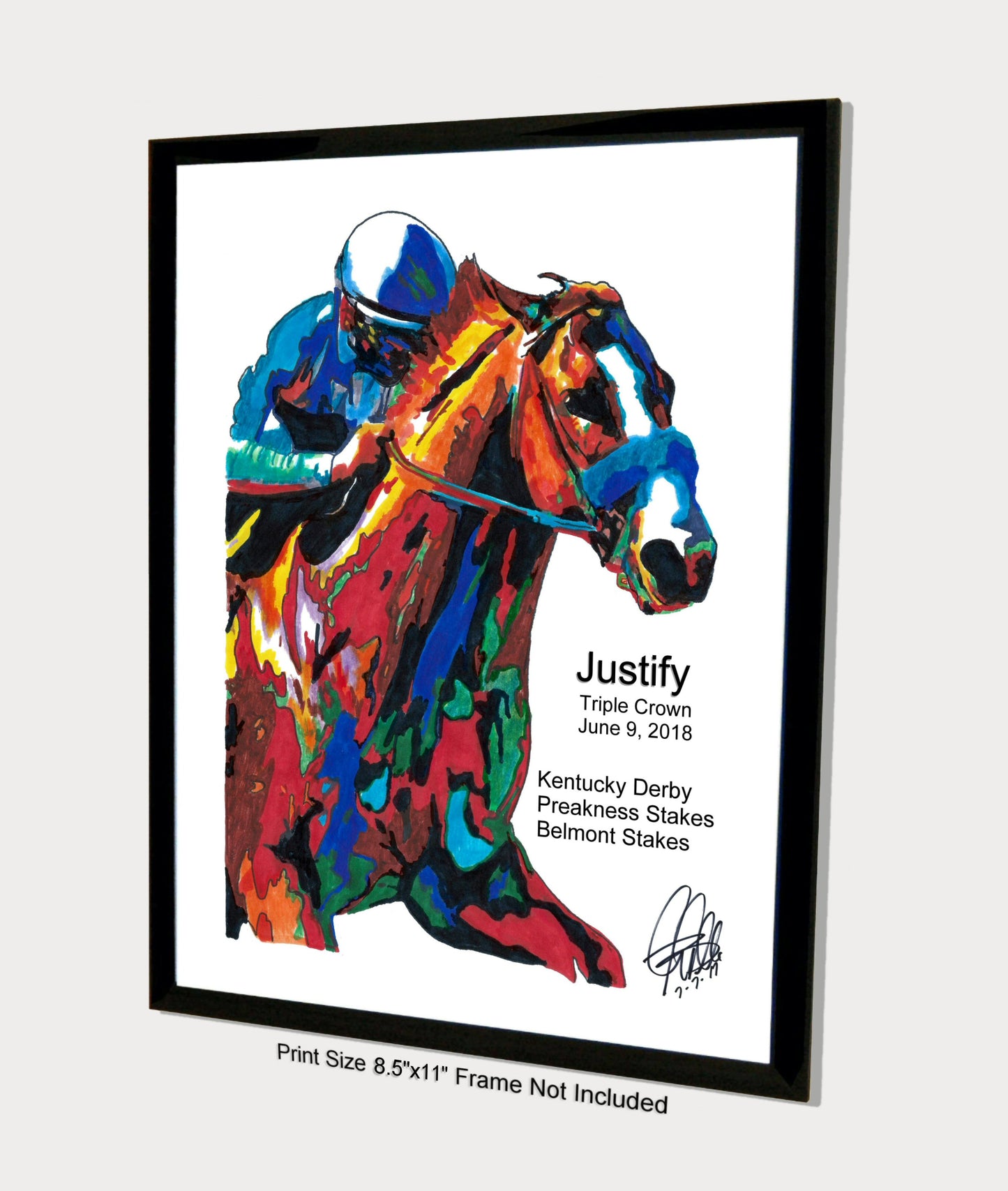 Justify Triple Crown Belmont Stakes Horse Racing Poster Print Wall Art 8.5x11