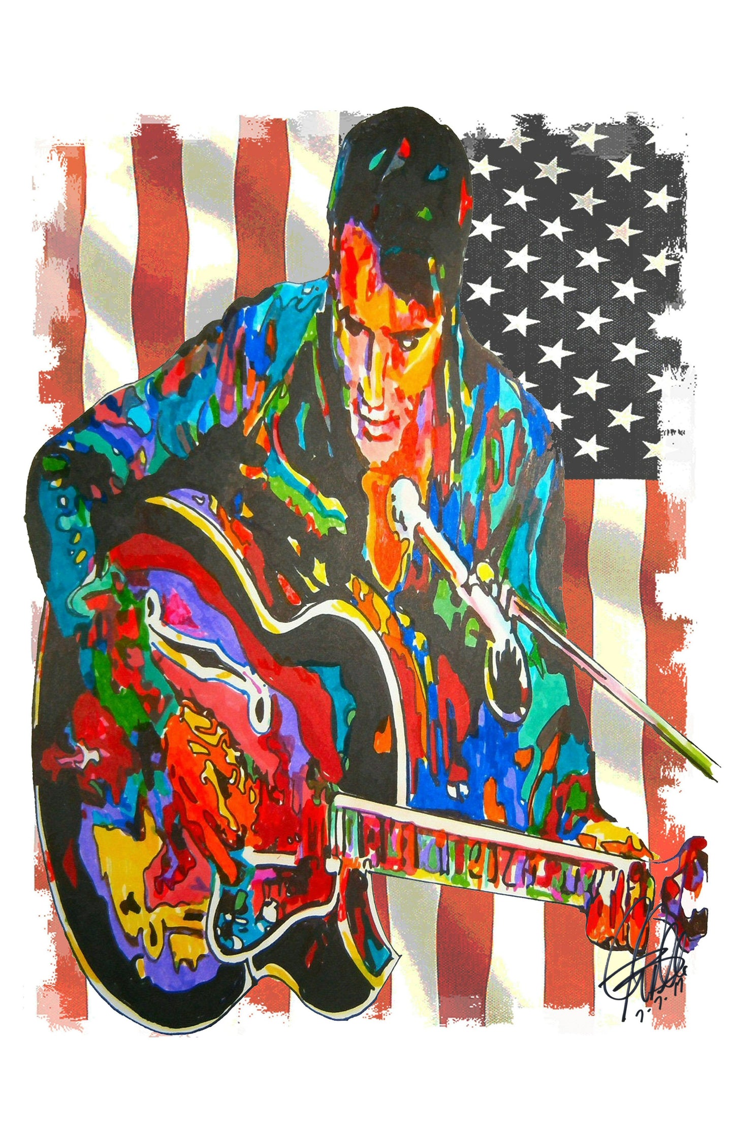 Elvis Presley Singer Guitar Rockabilly Music Poster Print Wall Art 11x17