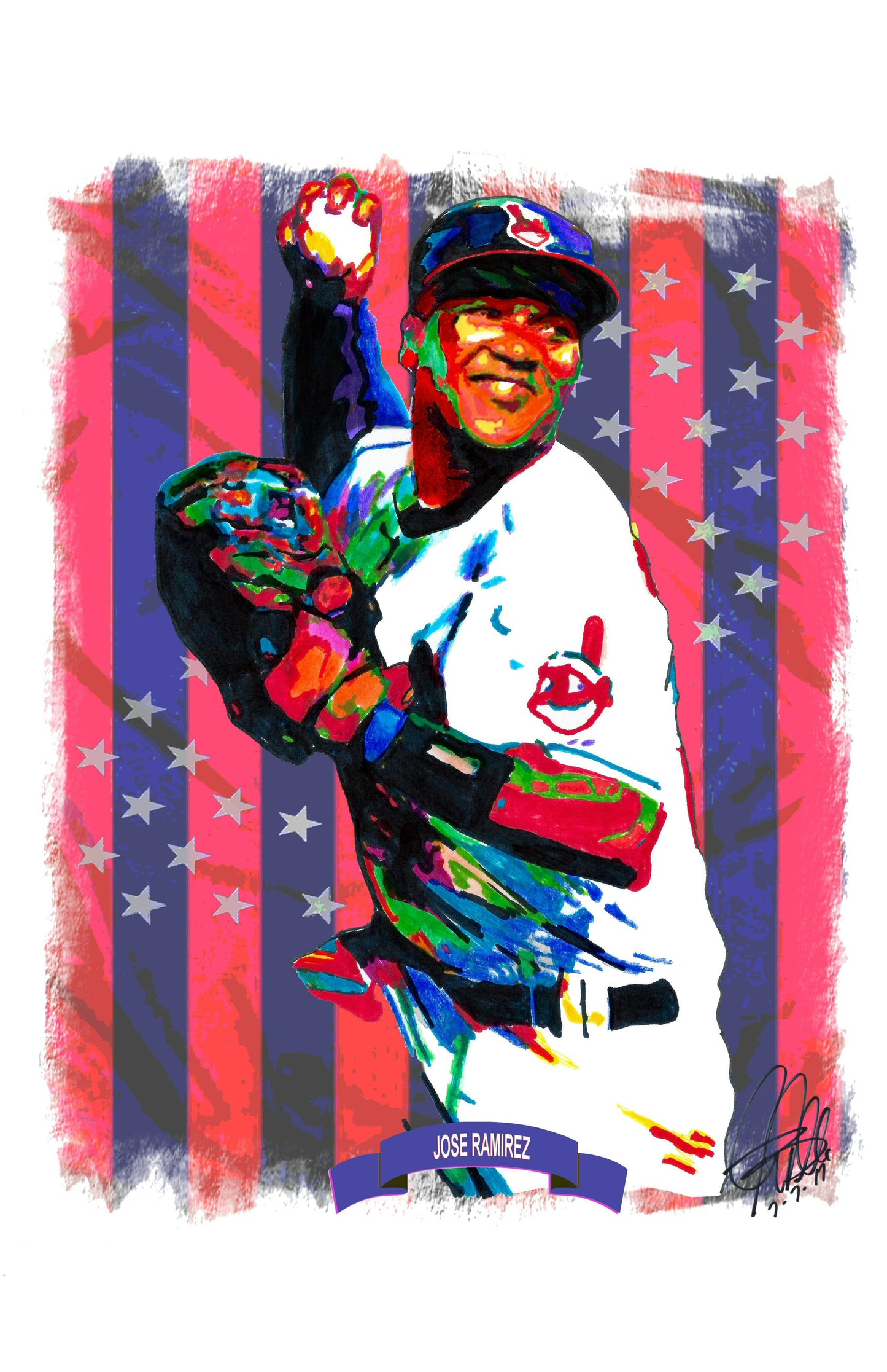 Jose Ramirez Cleveland Indians Baseball Sports Poster Print Wall Art 11x17