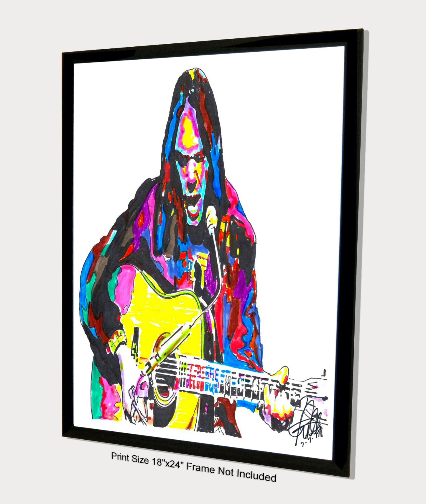 Neil Young CSNY Guitar Folk Rock Music Poster Print Wall Art 18x24