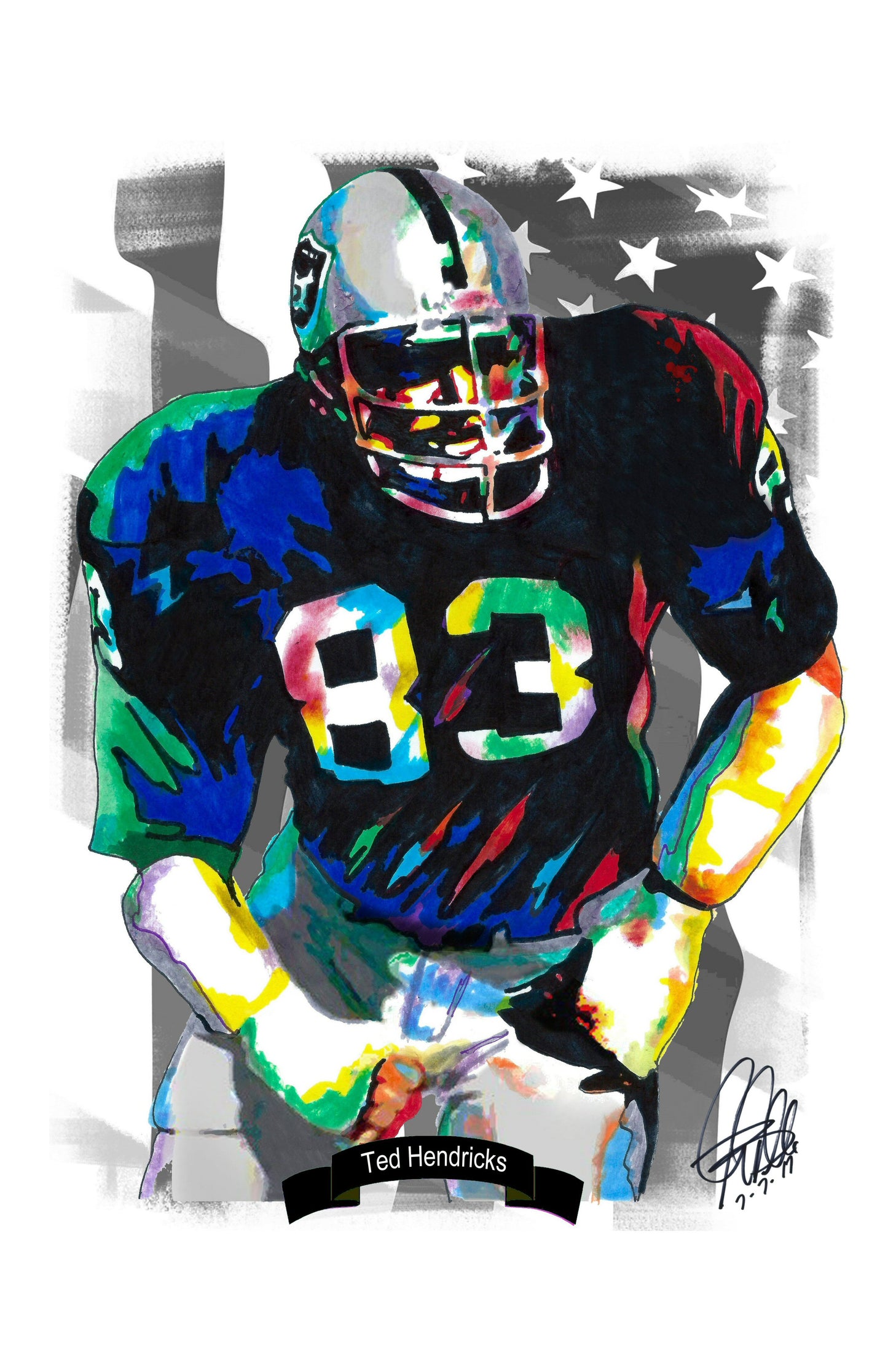 Ted Hendricks Raiders Mad Stork Football Sports Poster Print Wall Art 11x17