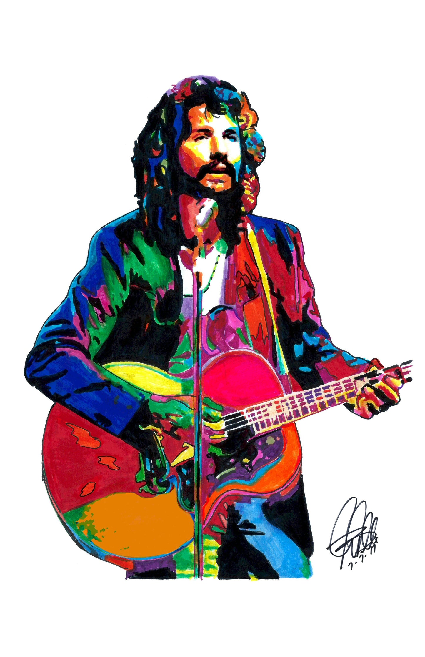 Cat Stevens Singer Guitar Rock Music Poster Print Wall Art 11x17