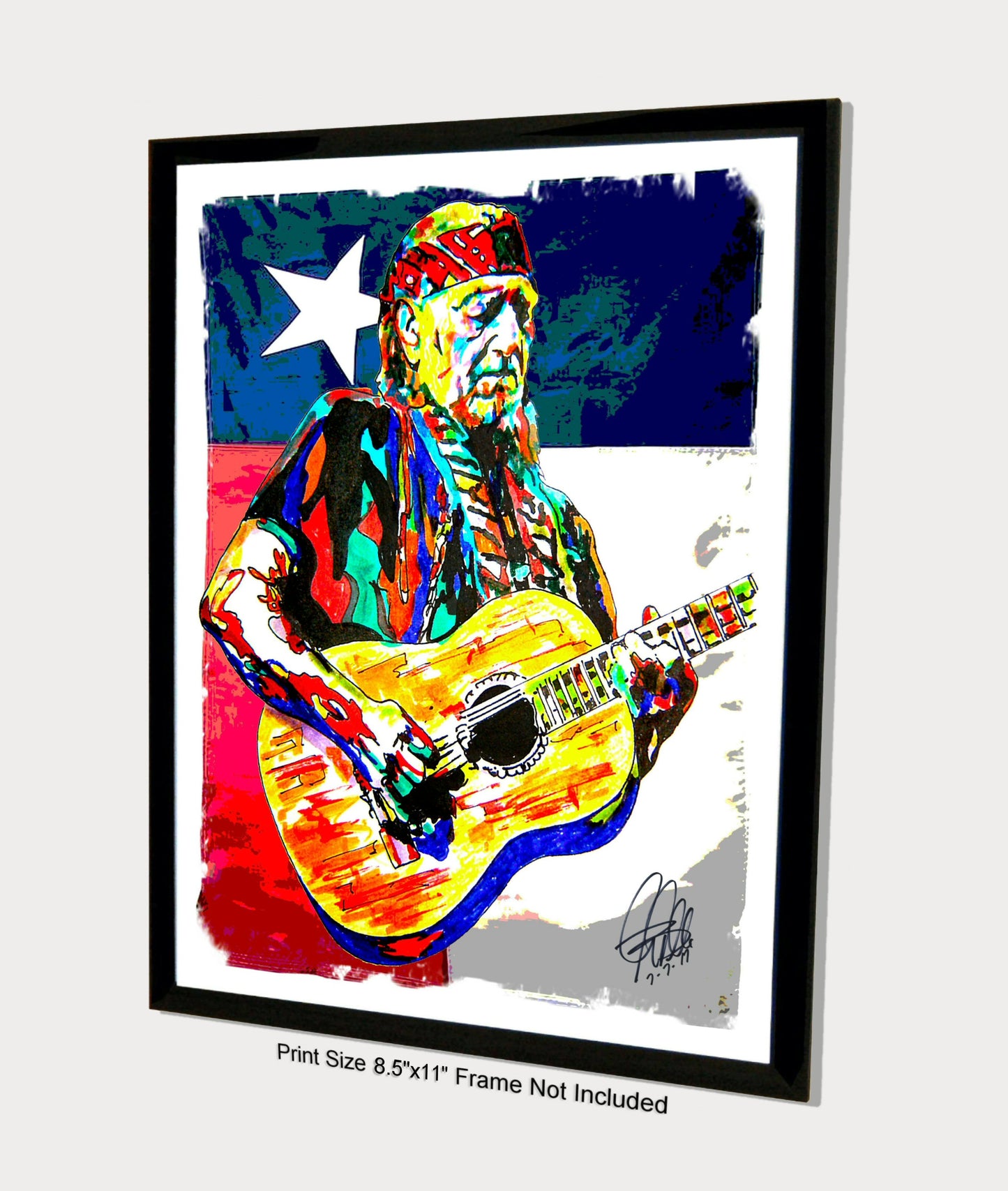 Willie Nelson Singer Guitar Country Music Poster Print Wall Art 8.5x11