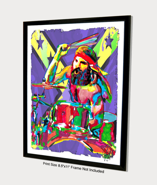 Artimus Pyle Lynyrd Skynyrd Drums Music Poster Print Wall Art 8.5x11