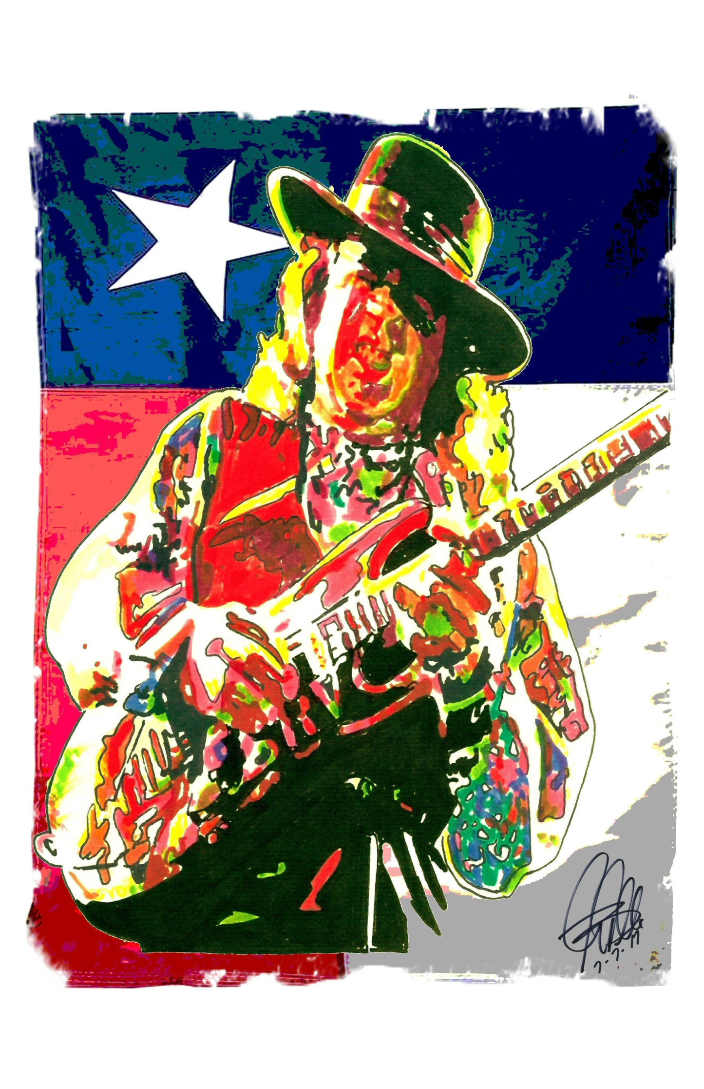 Stevie Ray Vaughan SRV Electric Guitar Texas Blues Music Poster Print 11x17