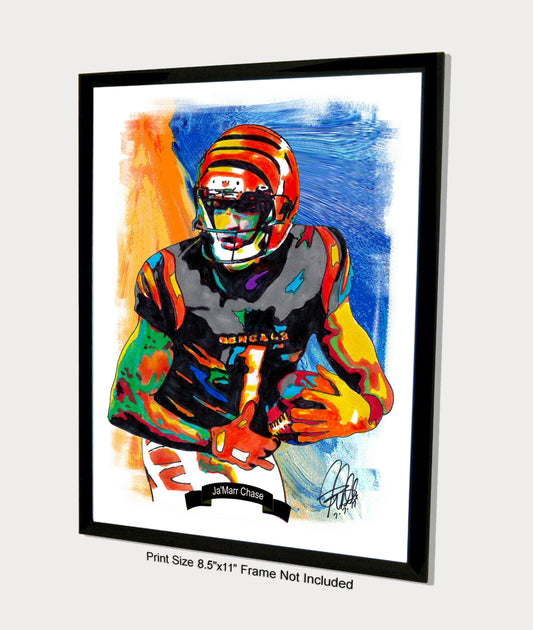 Ja'Marr Chase Cincinnati Bengals Football Poster Print Wall Art 8.5x11