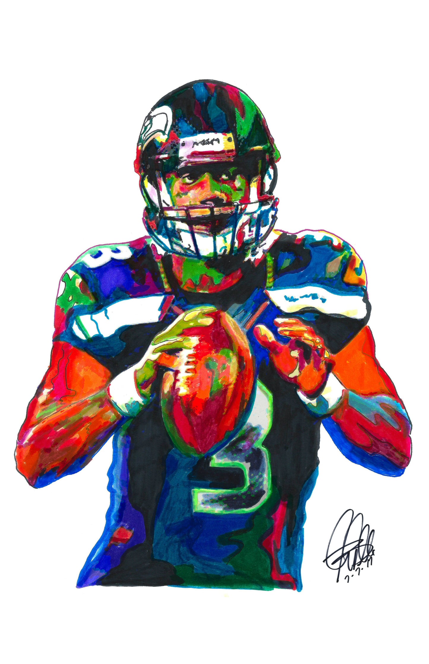 Russell Wilson Seattle Seahawks Football Sports Poster Print Wall Art 11x17