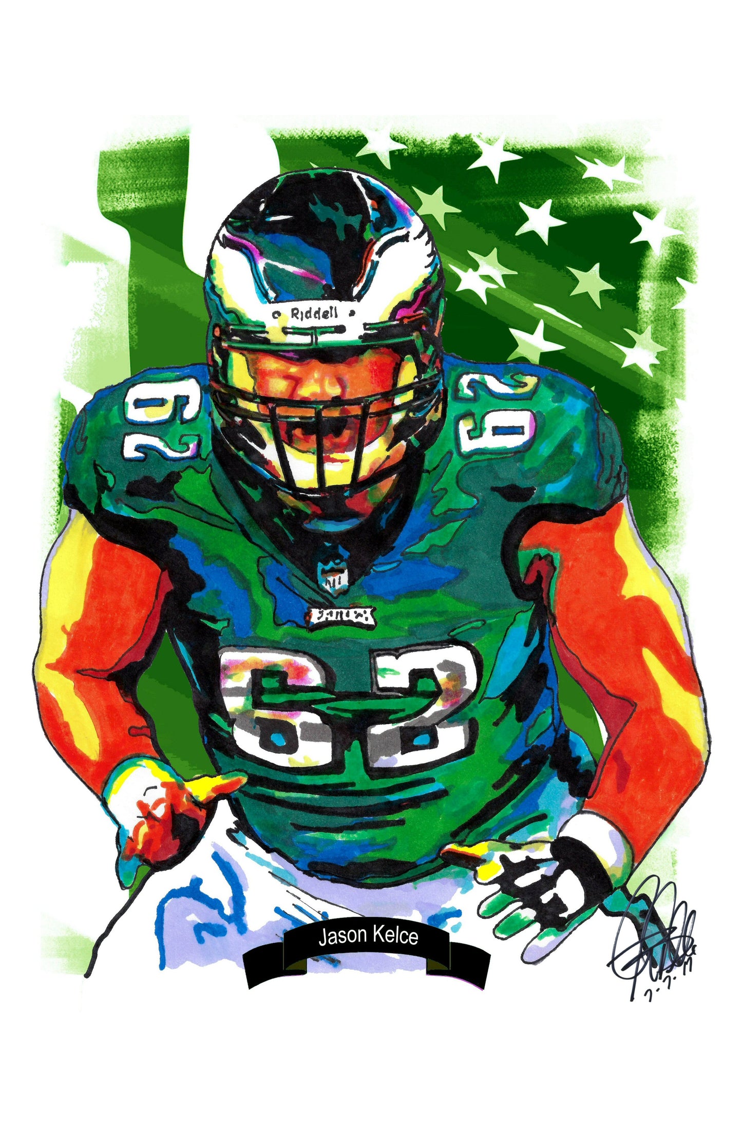 Jason Kelce Philadelphia Eagles Football Center Poster Print Wall Art 11x17