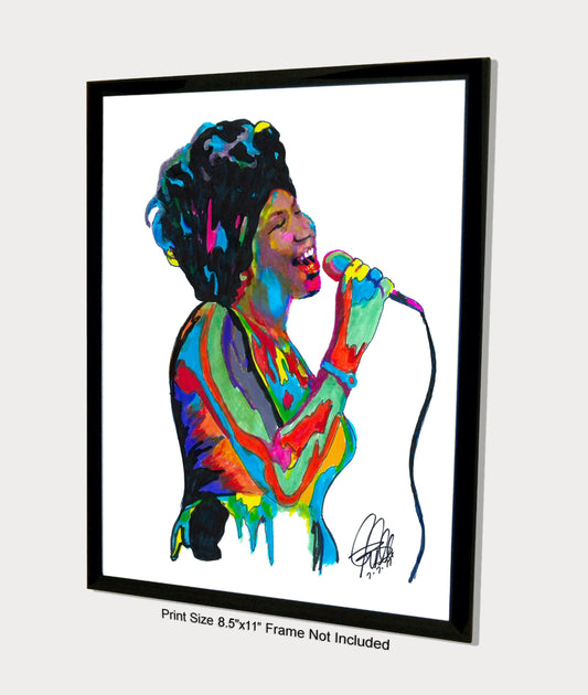 Aretha Franklin Singer Piano Soul Gospel Pop Music Poster Print Wall Art 8.5x11