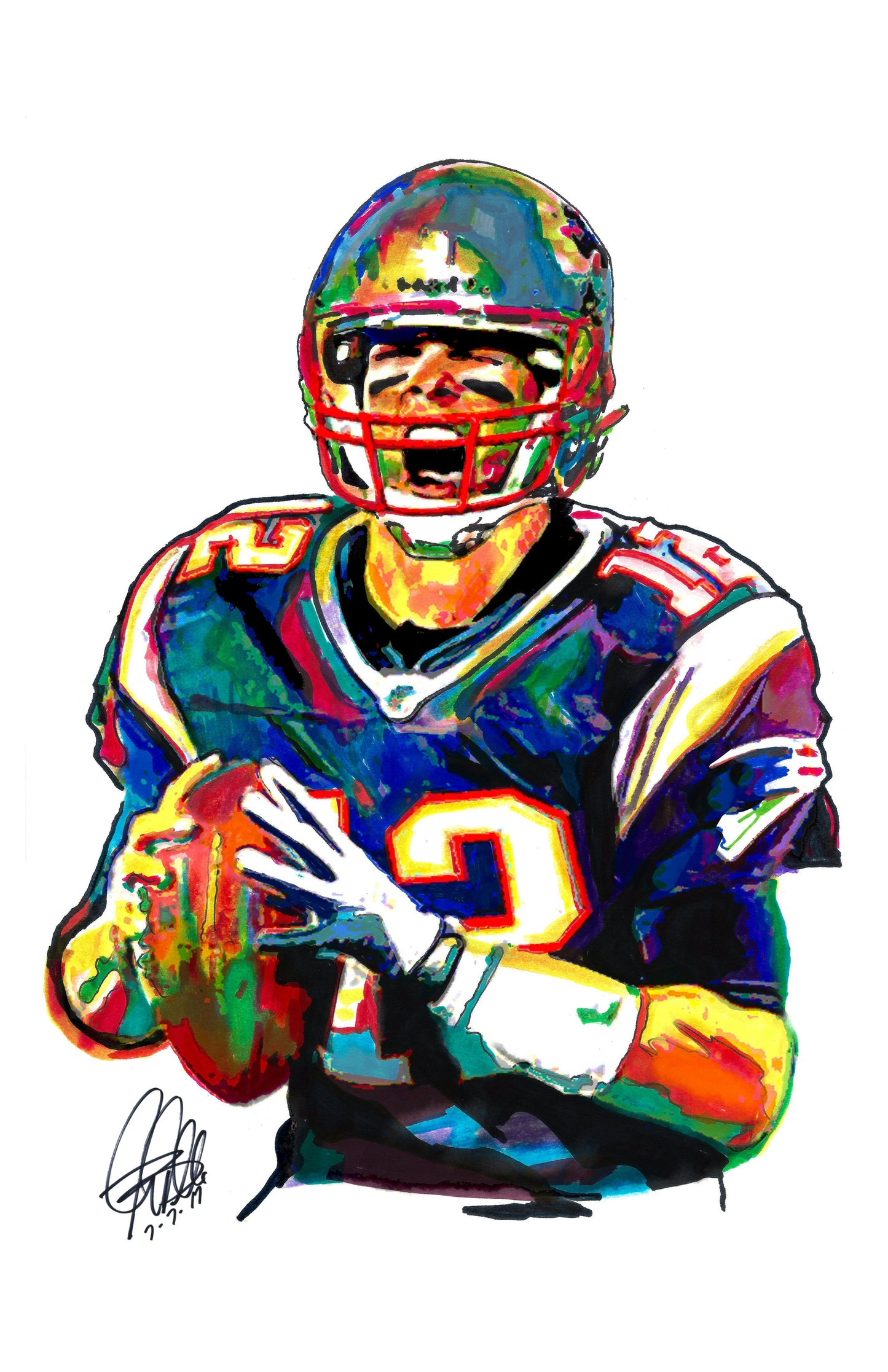 Tom Brady New England Patriots Football Poster Print Wall Art 11x17