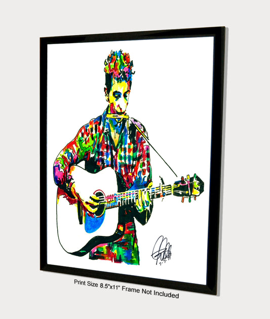 Bob Dylan Guitar Folk Rock Music Poster Print Wall Art 8.5x11