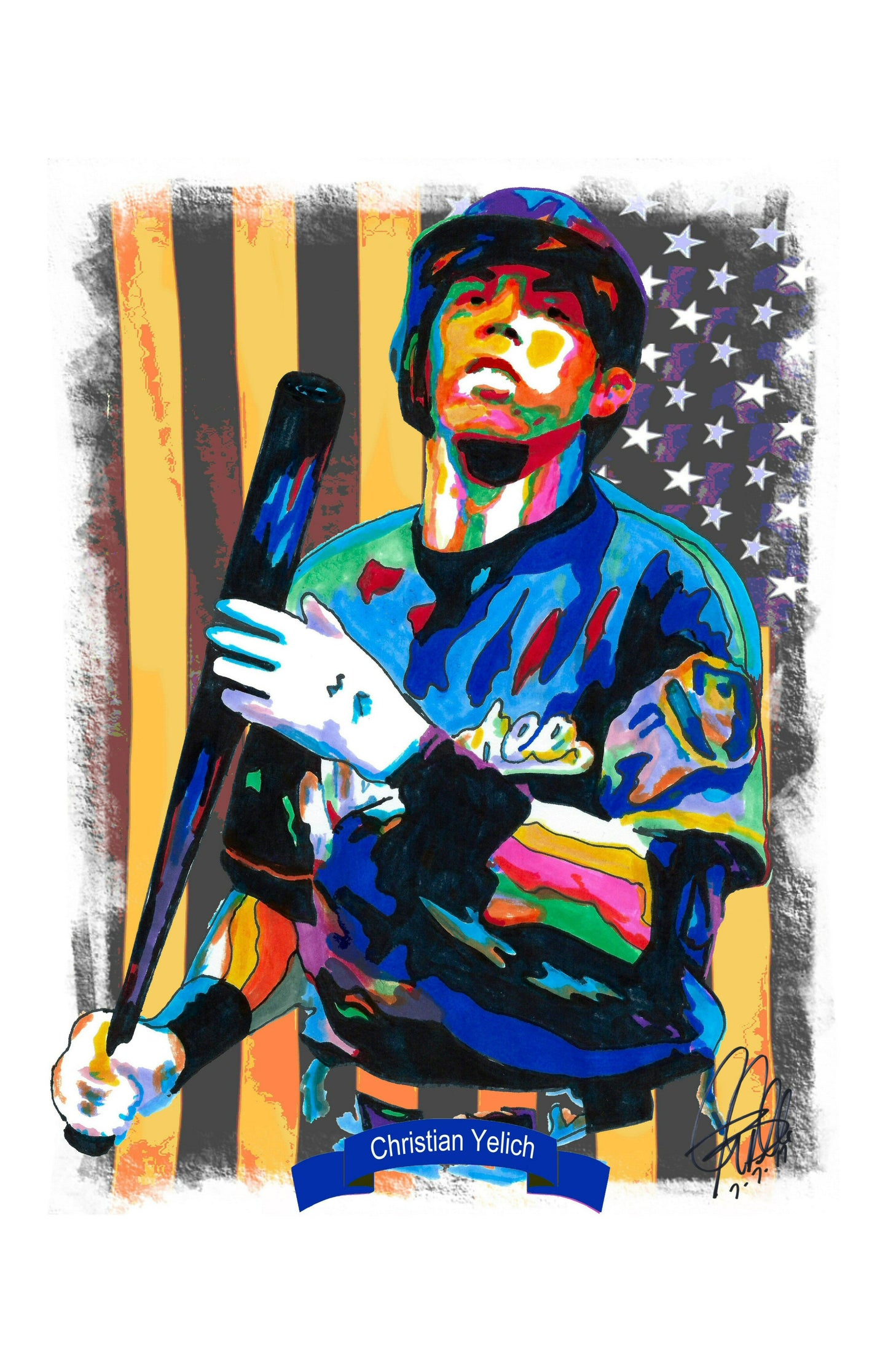 Christian Yelich Milwaukee Brewers Baseball Poster Print Wall Art 11x17