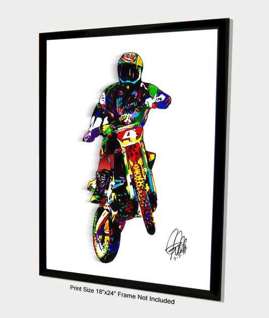 Ricky Carmichael Motocross Freestyle Dirt Bike Poster Print Wall Art 18x24