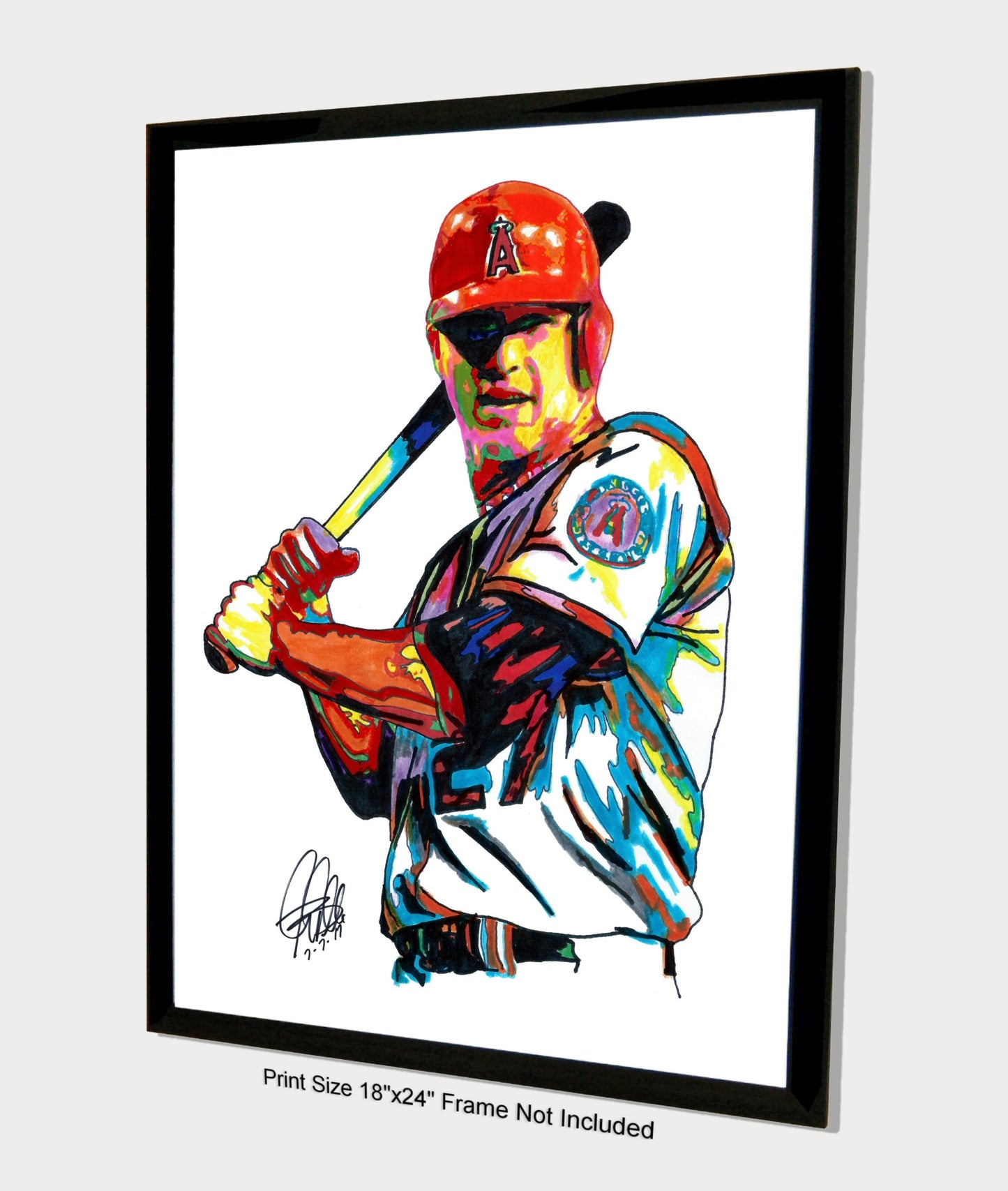 Mike Trout Los Angeles Angels Baseball Poster Print Wall Art 18x24