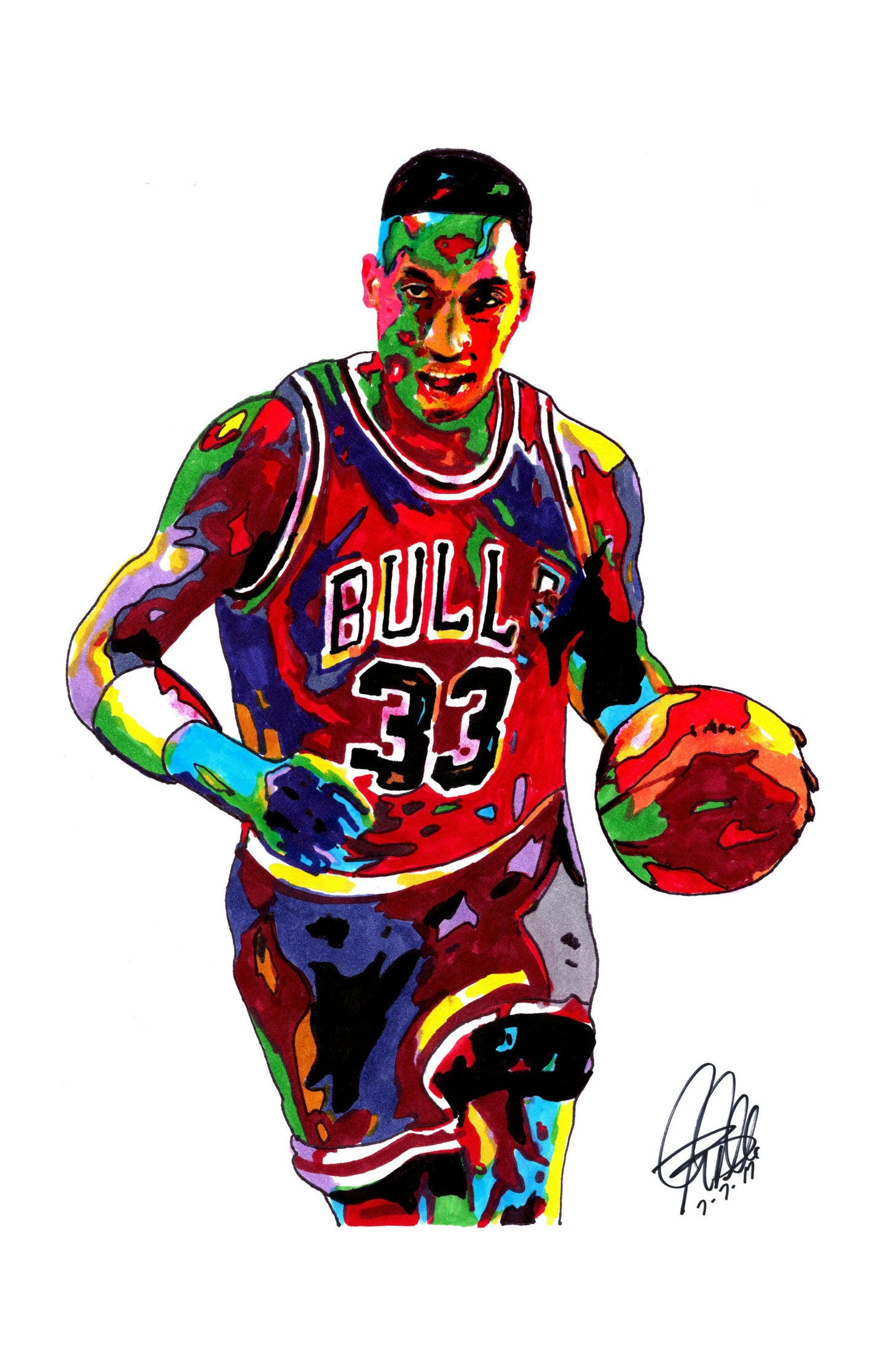 Scottie Pippen Chicago Bulls Basketball Poster Print Wall Art 11x17