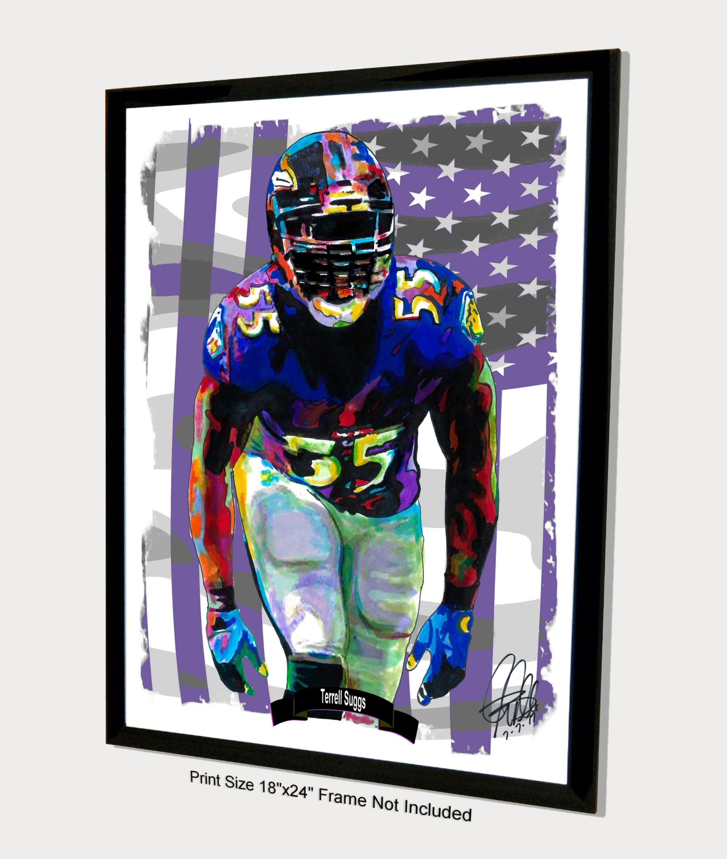 Terrell Suggs Baltimore Ravens Linebacker Football Poster Print Wall Art 18x24