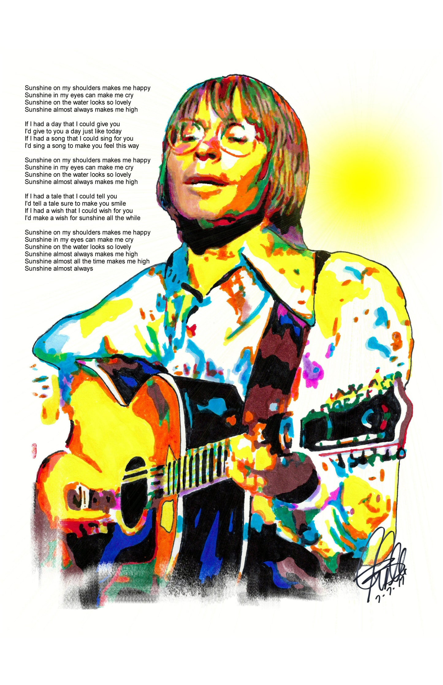 John Denver Sunshine on My Shoulders Singer Music Poster Print Wall Art 11x17