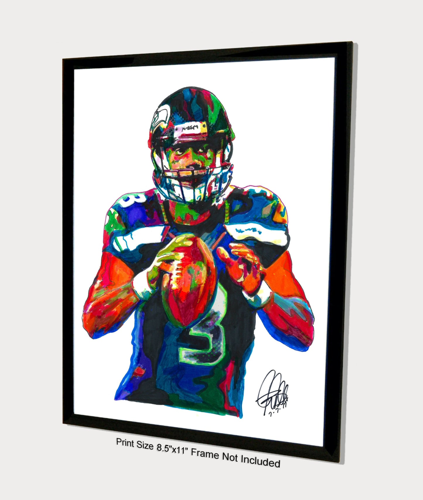 Russell Wilson Seattle Seahawks Football Sports Poster Print Wall Art 8.5x11