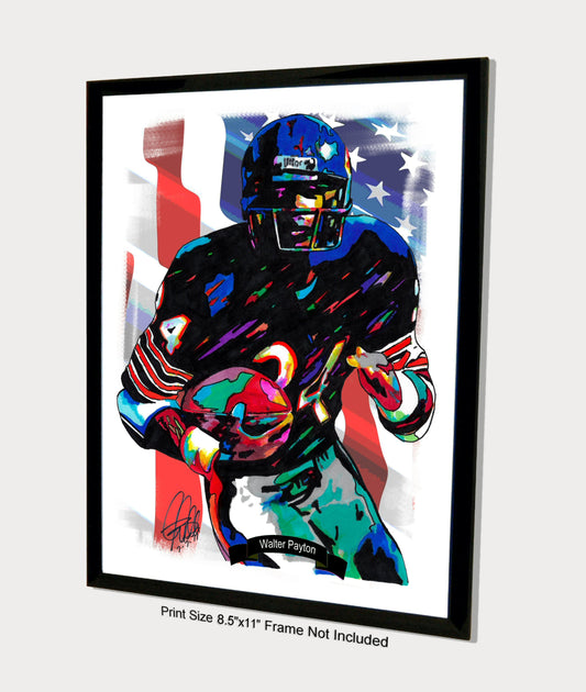 Walter Payton Chicago Bears Football Sports Print Poster Wall Art 8.5x11