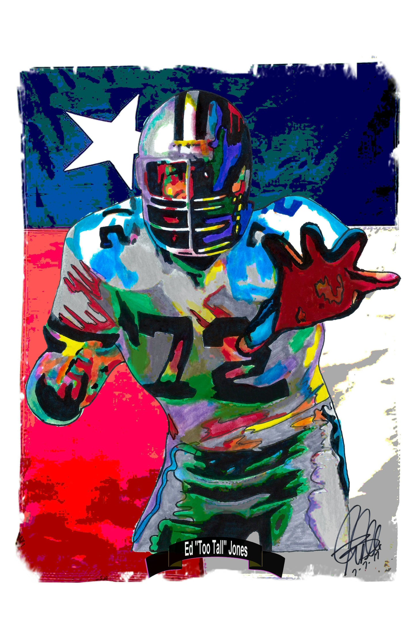 Ed Too Tall Jones Dallas Cowboys Football Sports Poster Print Wall Art 11x17