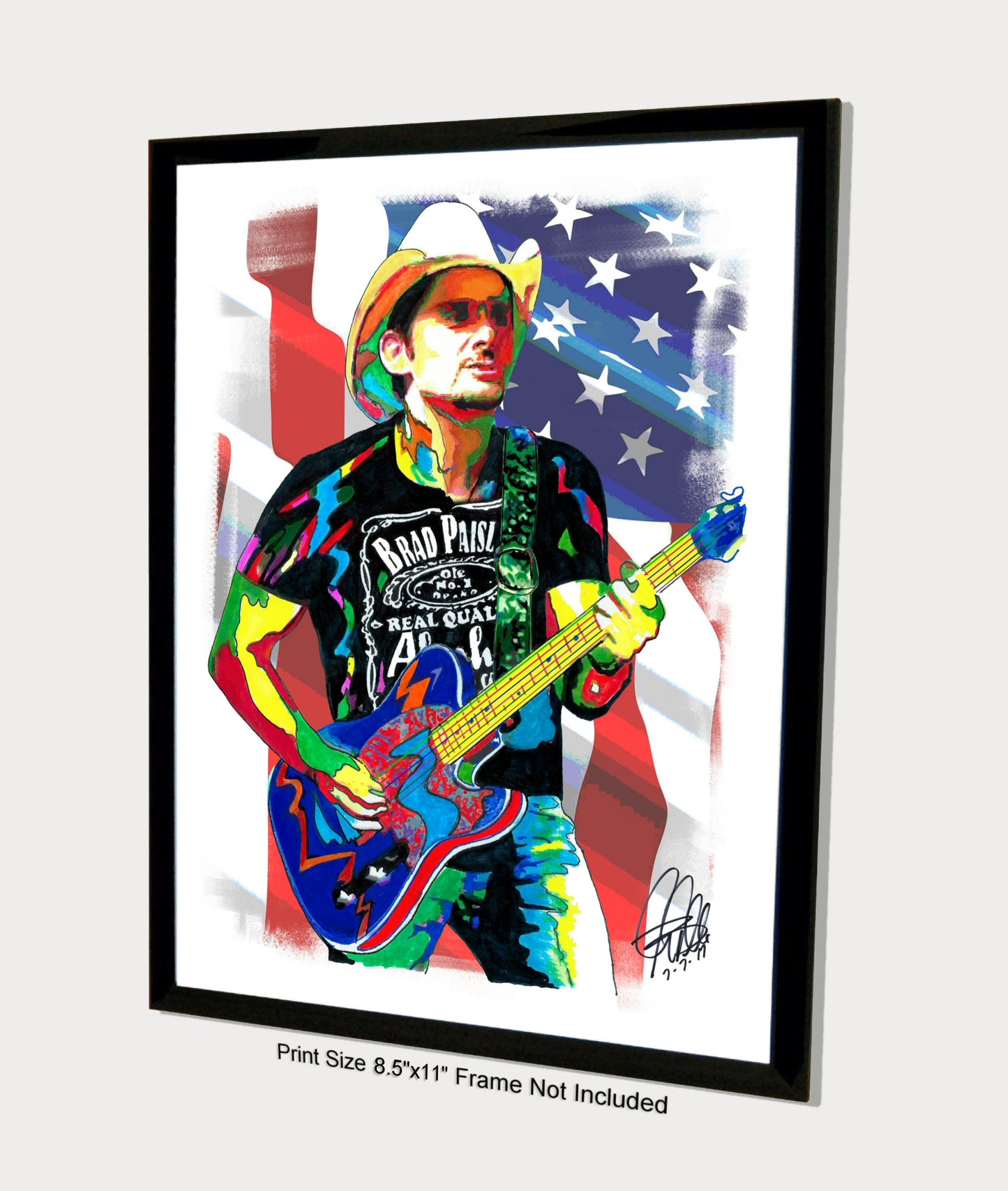 Brad Paisley Singer Guitar Country Music Poster Print Wall Art 8.5x11