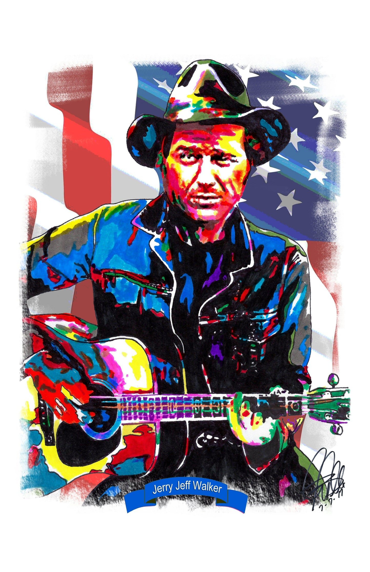 Jerry Jeff Walker Singer Country Music Poster Print Wall Art 11x17