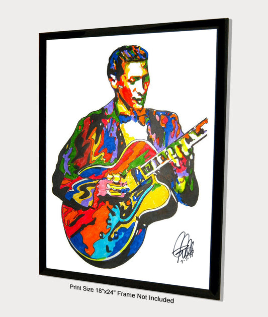 Scotty Moore Elvis Guitar Rockabilly Music Poster Print Wall Art 18x24