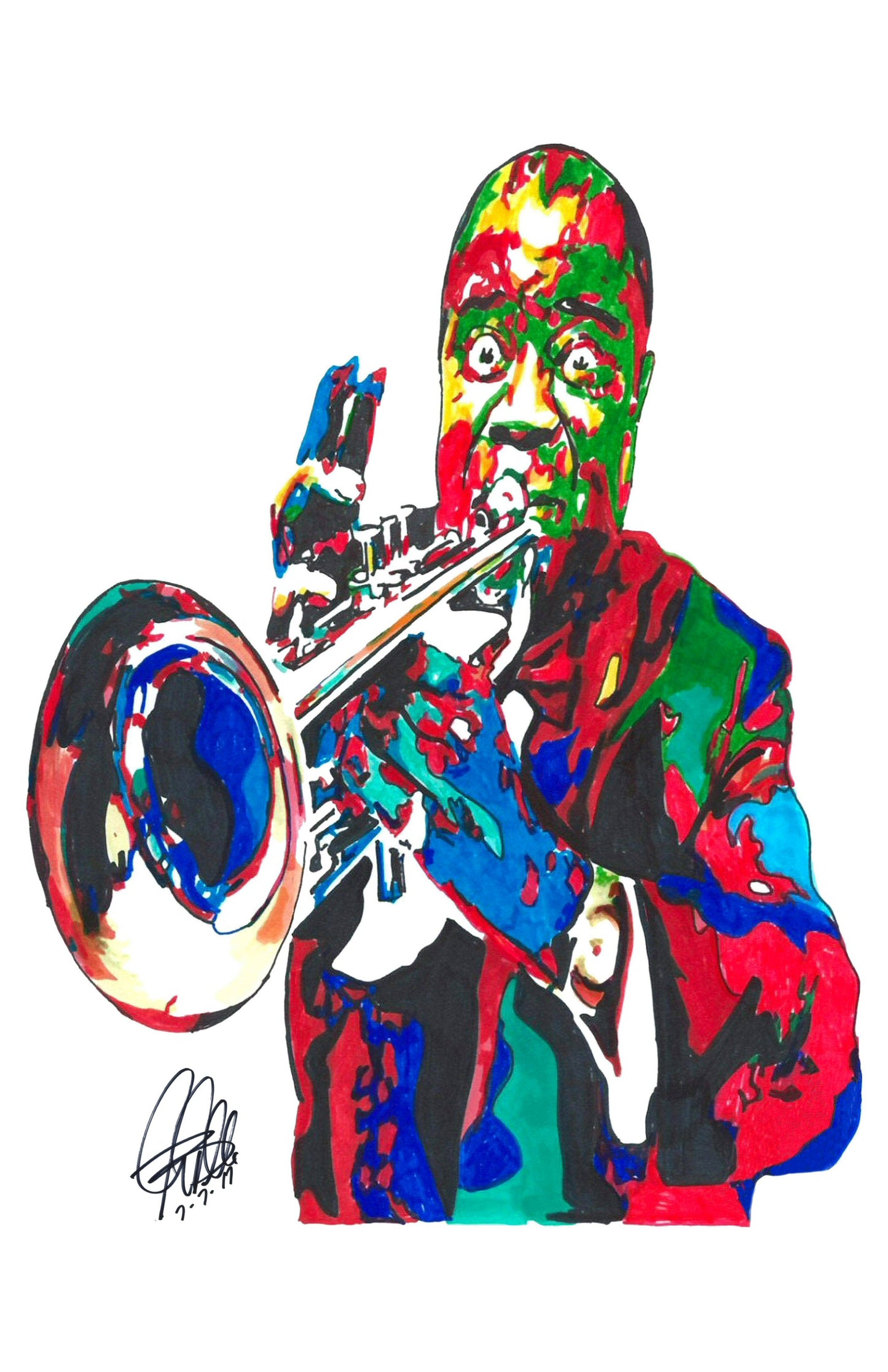 Louis Armstrong Trumpet Dixieland Music Poster Print Wall Art 11x17