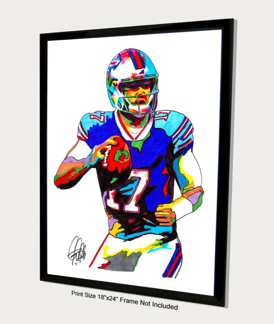 Josh Allen Buffalo Bills Sports Football Poster Print Wall Art 18x24