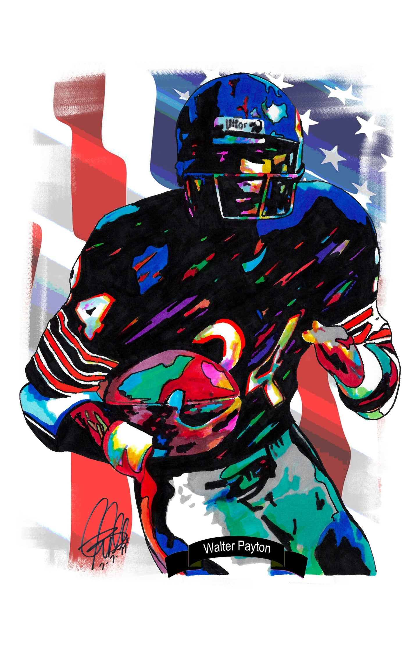 Walter Payton Chicago Bears Football Sports Print Poster Wall Art 11x17