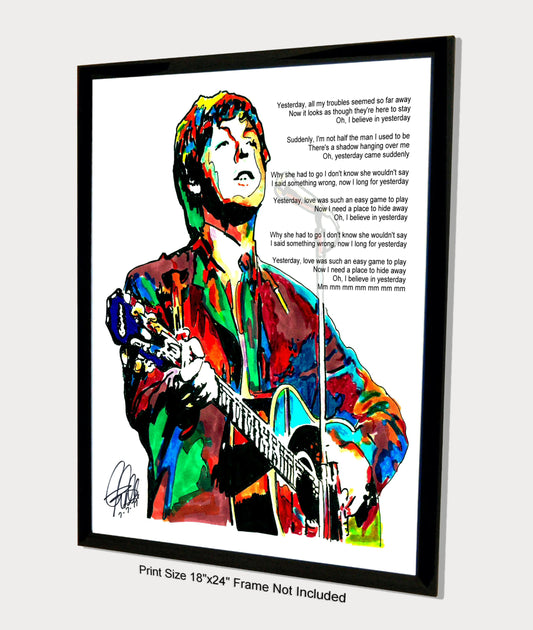 Paul McCartney The Beatles Yesterday Rock Music Poster Print Wall Art 18x24