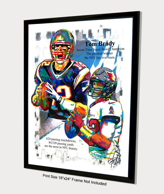 Tom Brady Buccaneers Patriots QB Football Poster Print Wall Art 18x24