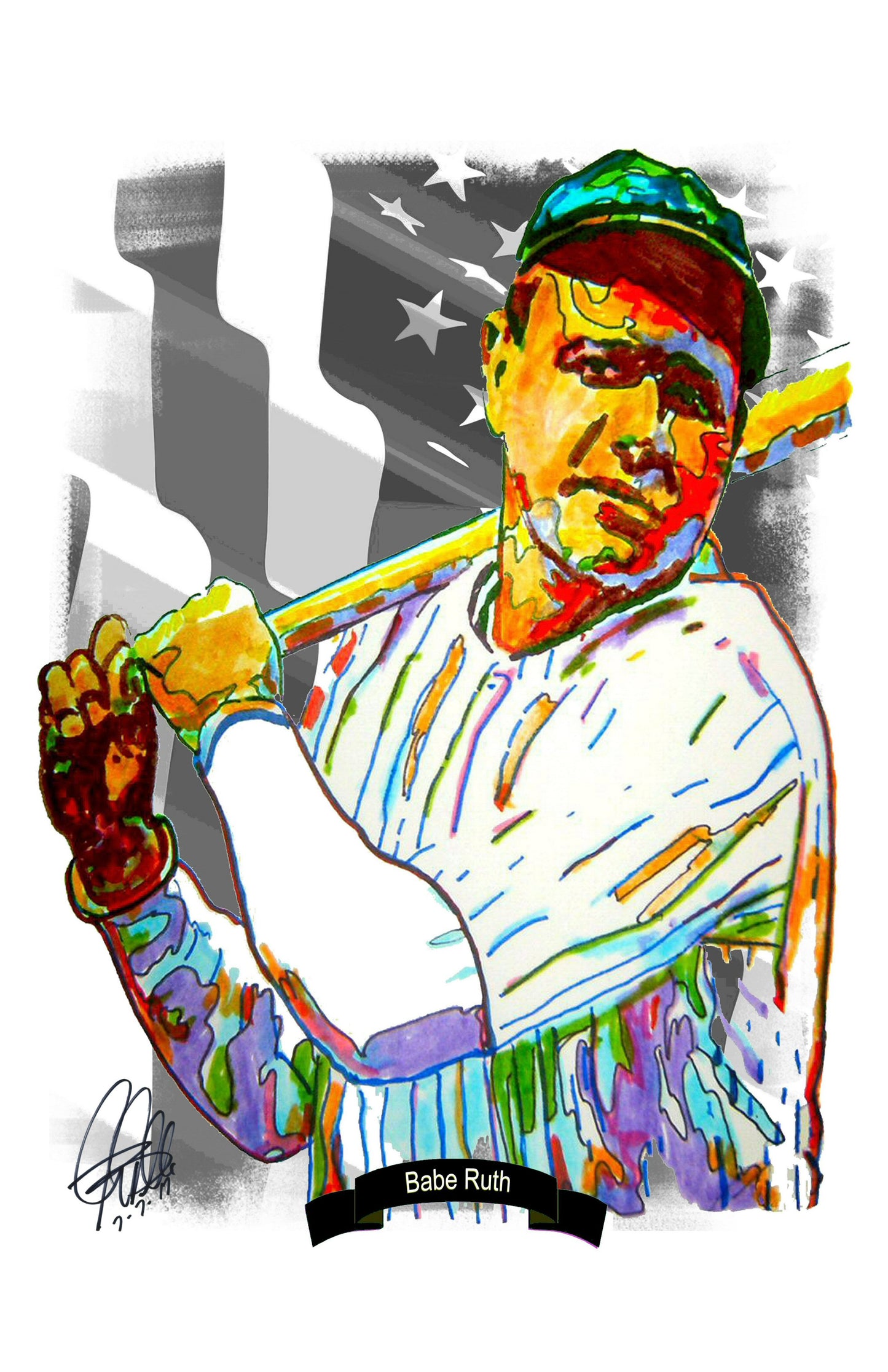 Babe Ruth New York Yankees Baseball Sports Poster Print Wall Art 11x17