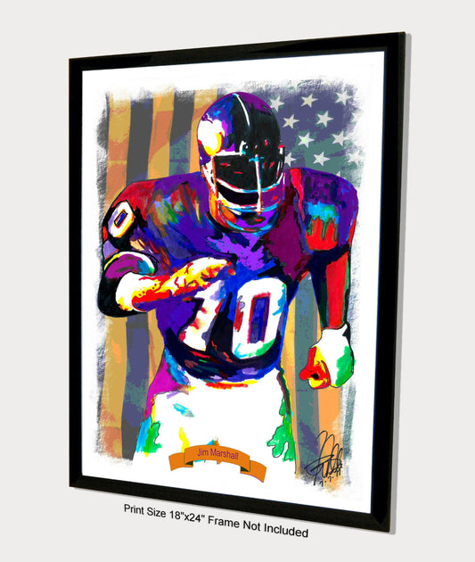 Jim Marshall Minnesota Vikings Football Poster Print Wall Art 18x24