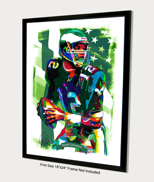 Randall Cunningham Philadelphia Eagles Football Poster Print Wall Art 18x24