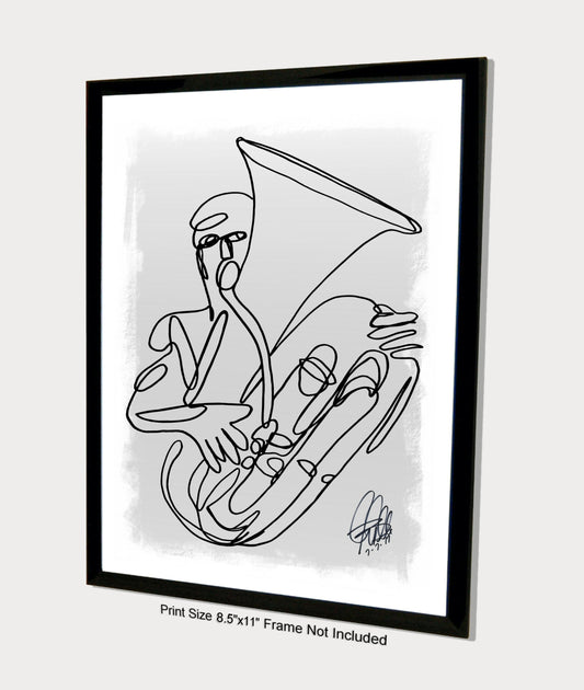 Tuba Player Music Poster Print Wall Art 8.5x11