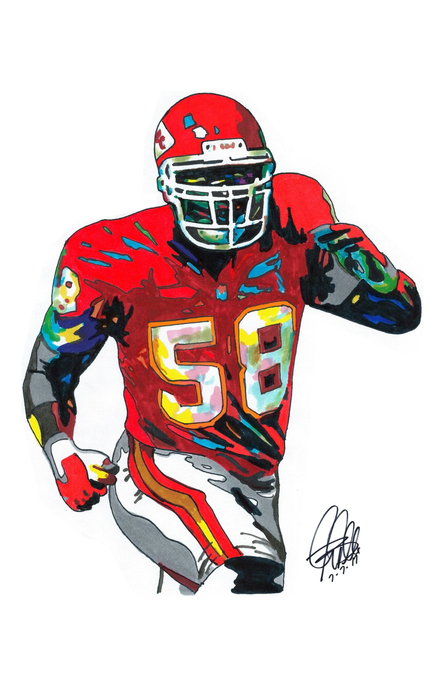 Derrick Thomas Kansas City Chiefs Football Poster Print Wall Art 11x17