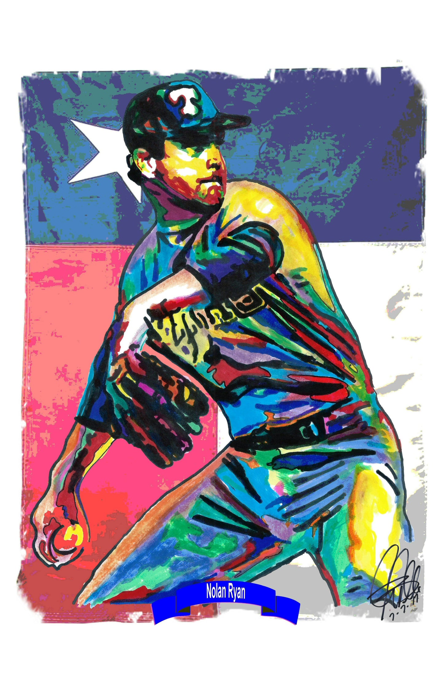 Nolan Ryan Texas Rangers Pitcher Baseball Poster Print Wall Art 11x17