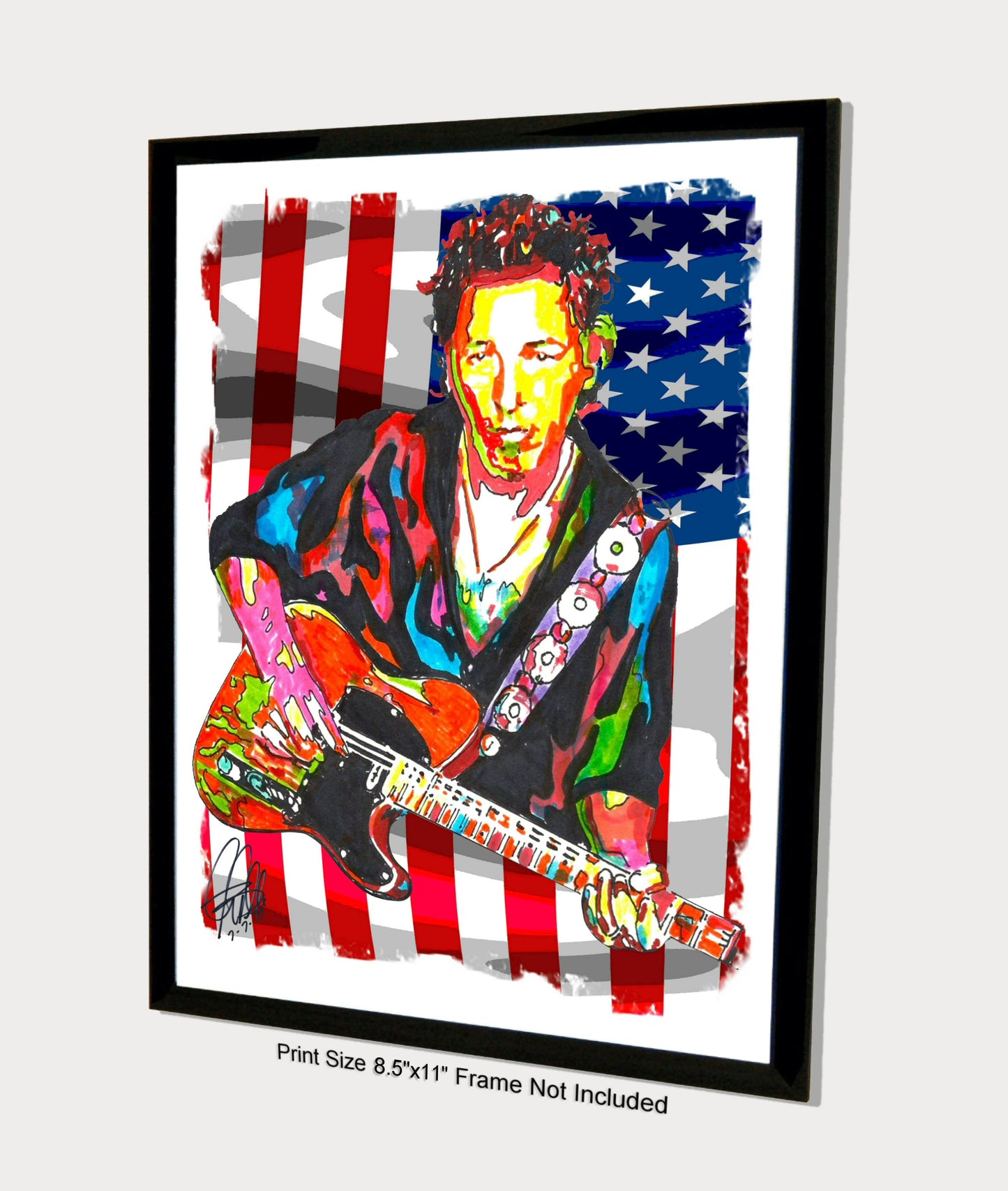 Bruce Springsteen The Boss Singer Guitar Rock Music Print Poster Wall Art 8.5x11