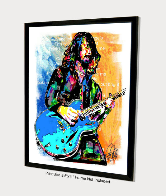 Dave Grohl Foo Fighters Guitar Hard Rock Music Poster Print Wall Art 8.5x11