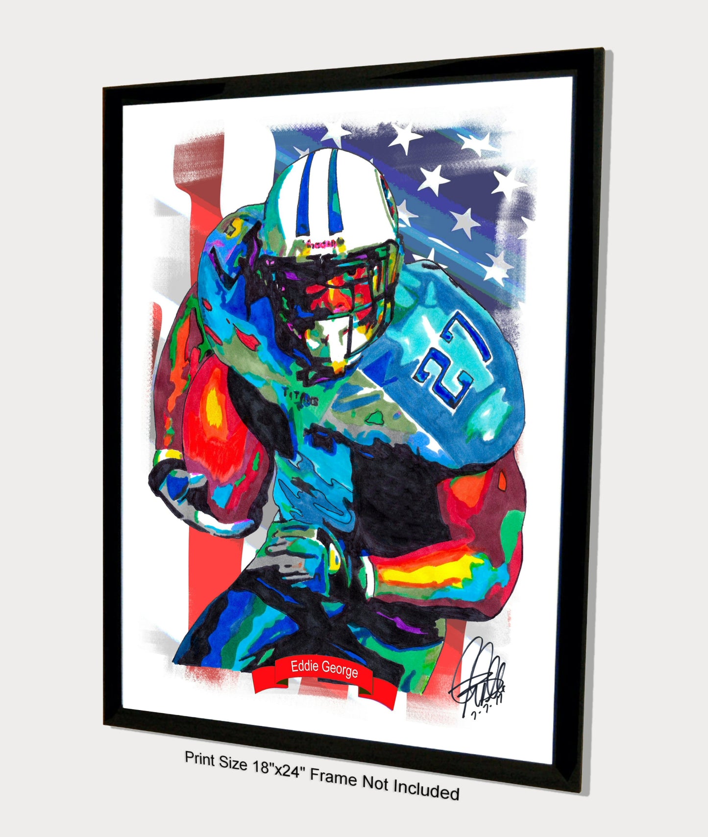 Eddie George Tennessee Titans Football Sports Print Poster Wall Art 18x24