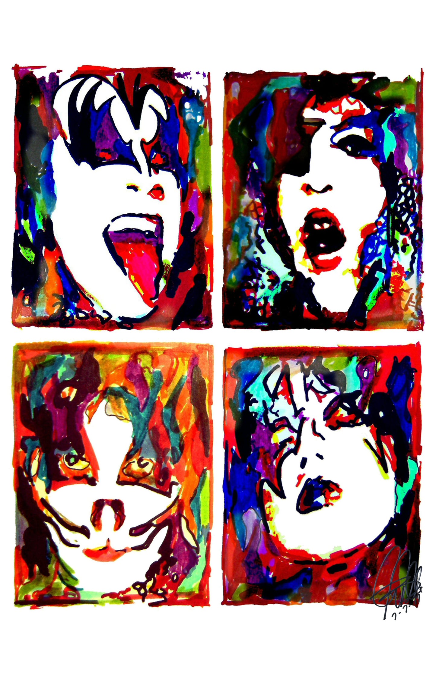 Kiss Paul Gene Ace Peter Hard Rock Music Print Poster Wall Art 11x17