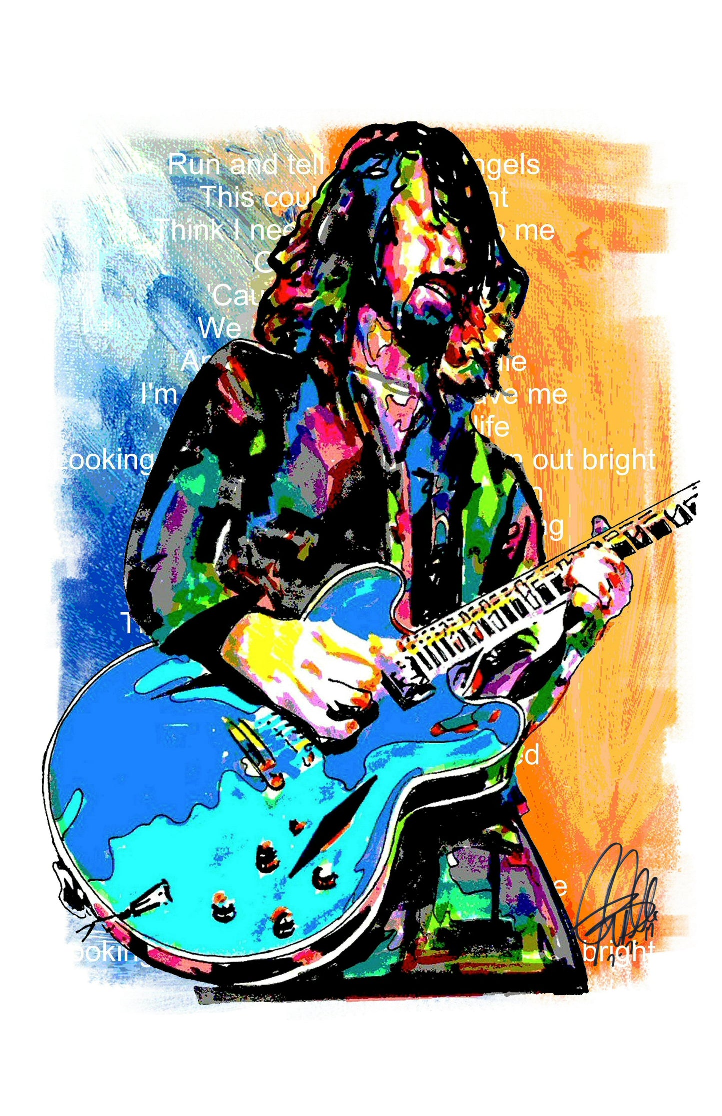 Dave Grohl Foo Fighters Guitar Hard Rock Music Poster Print Wall Art 11x17