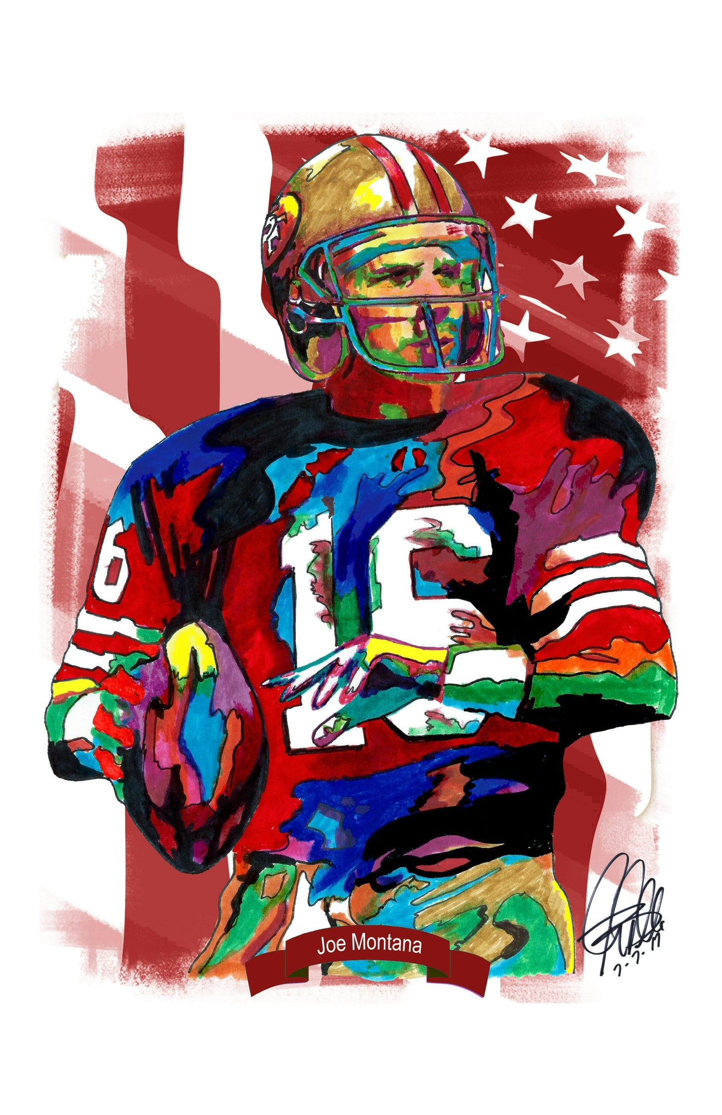 Joe Montana San Francisco 49ers QB Football Sports Poster Print Wall Art 11x17