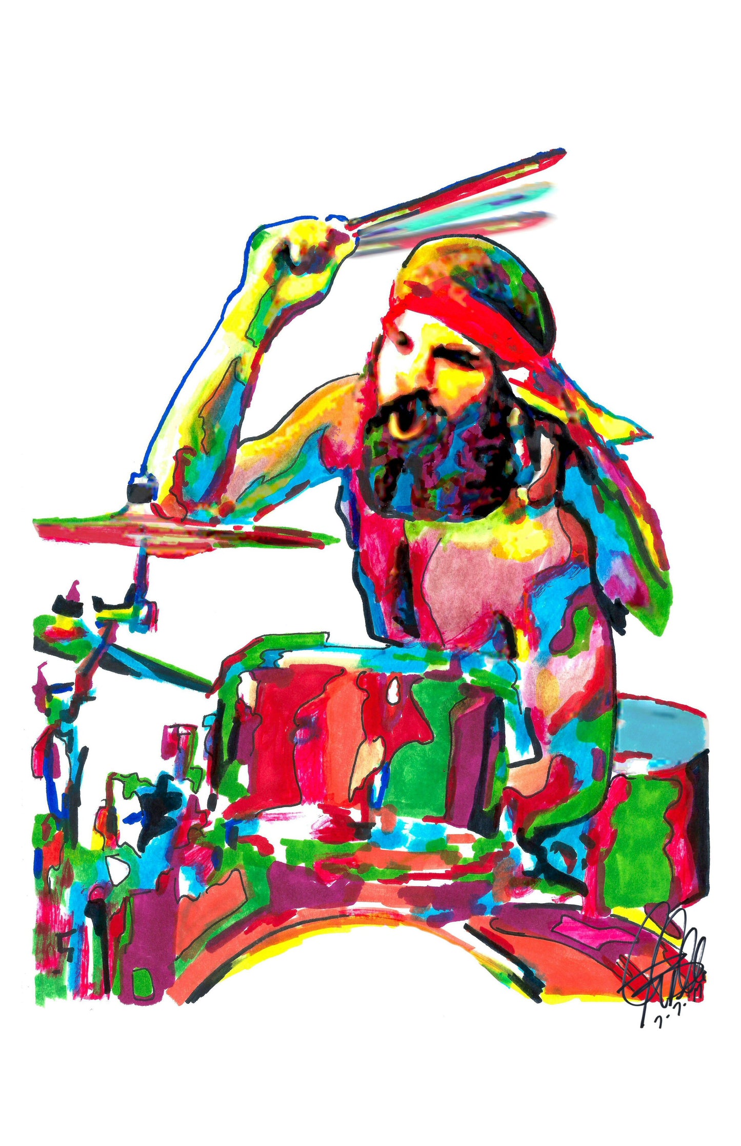 Artimus Pyle Lynyrd Skynyrd Drums Rock Music Poster Print Wall Art 11x17