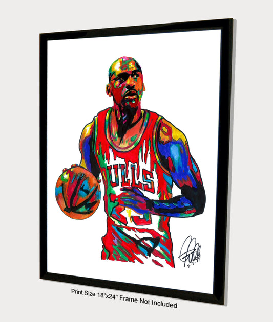 Michael Jordan Chicago Bulls Basketball Sports Poster Print Art 18x24