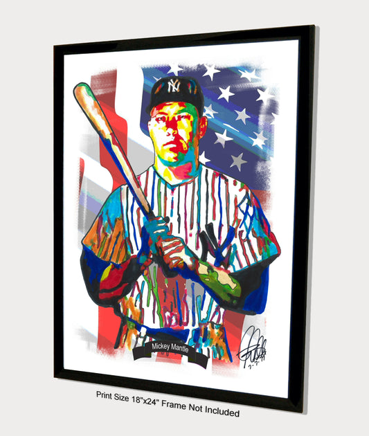 Mickey Mantle New York Yankees Baseball CF Print Poster Wall Art 18x24