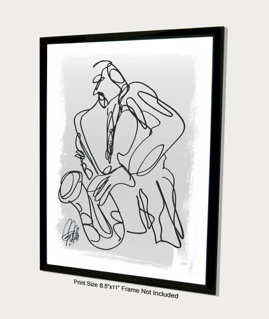 Saxophone Sax Player Music Poster Print Wall Art 8.5x11