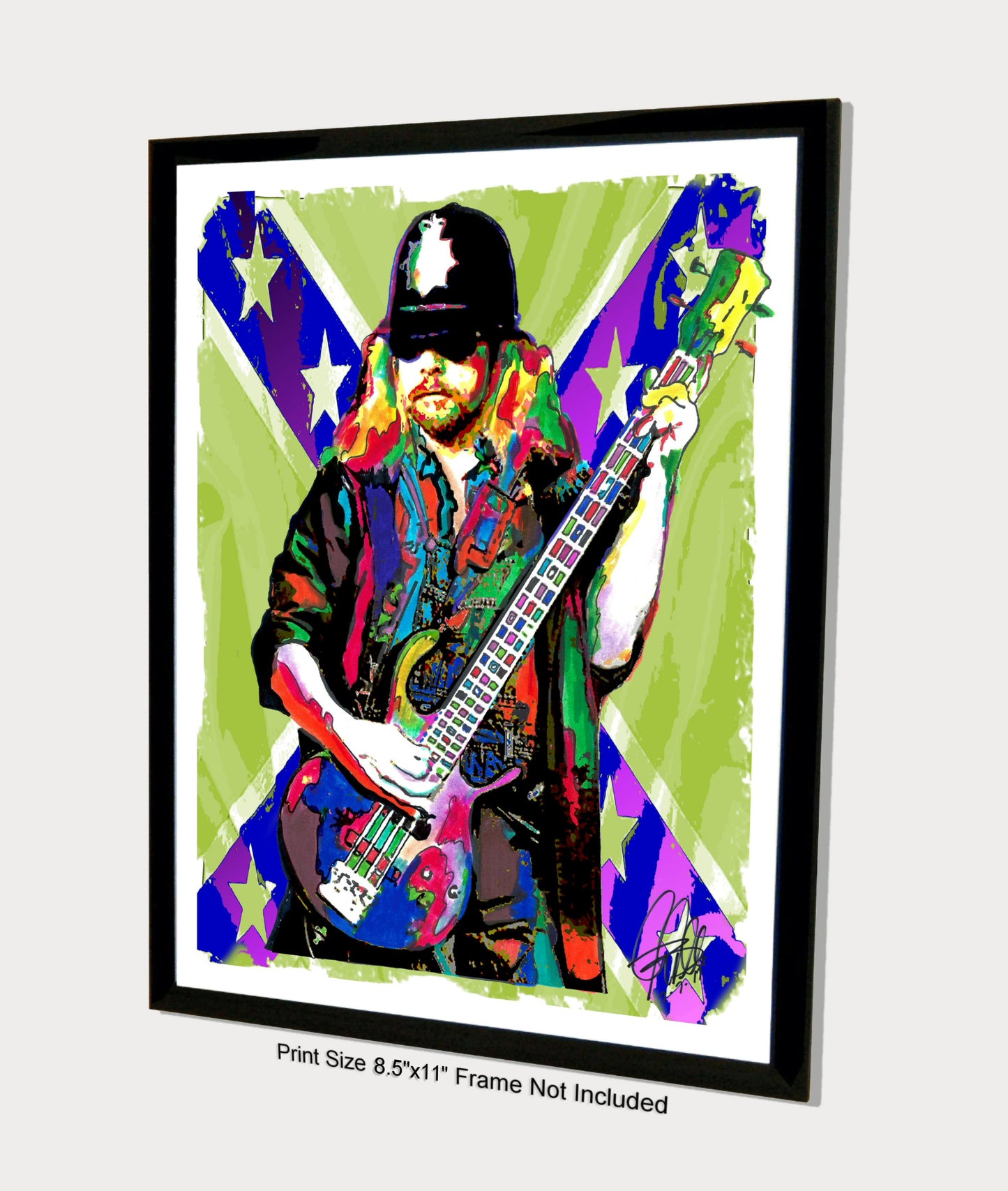 Leon Wilkeson Lynyrd Skynyrd Bass Guitar Rock Music Poster Print Wall Art 8.5x11