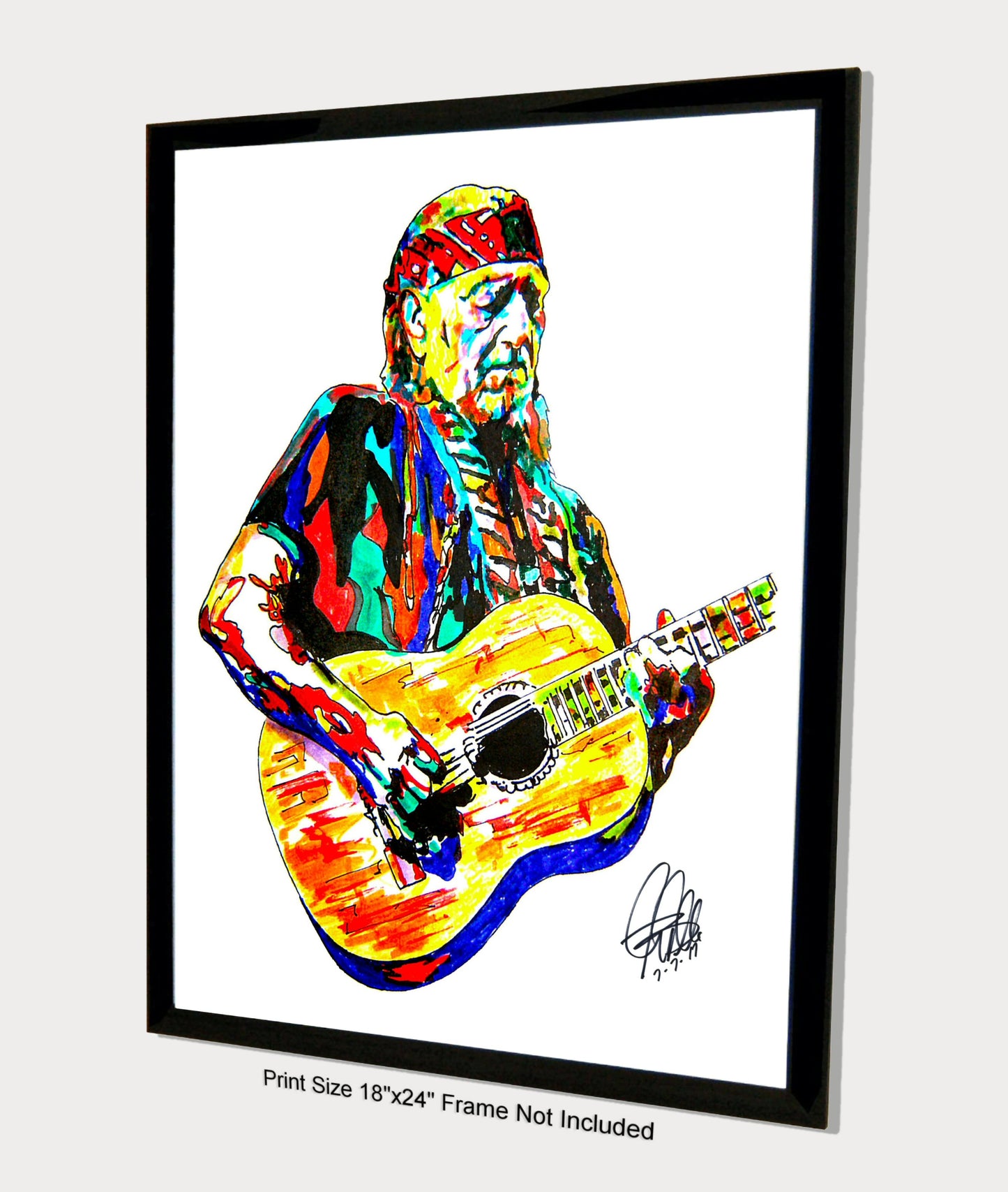 Willie Nelson Singer Guitar Pop Country Music Print Poster Wall Art 18x24